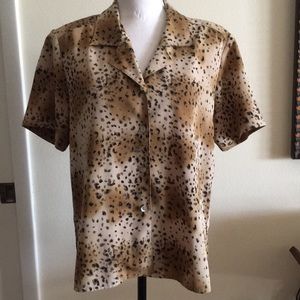 VINTAGAE Women’s silk blouse leopard print 10